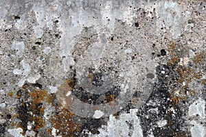 Detailed close up view on weathered concrete and cement cracked wall textures