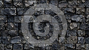 A closeup of a bedrock grey brick wall with seamless texture