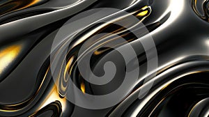 Detailed closeup of black and gold swirl on sleek automotive tire rim photo