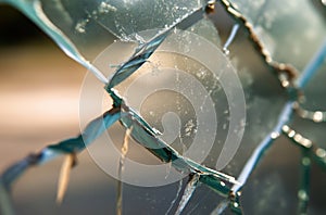 Closeup of broken glass shards photo