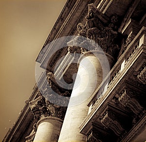 Detailed closeup of Columns at Vatican City-Sepia Tone