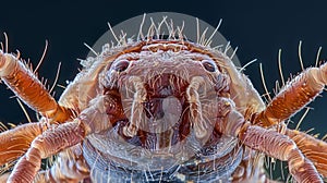 A detailed closeup of a tick a small but dangerous that can transmit diseases to its host shown under a microscope to