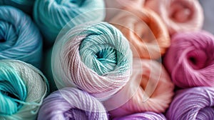 The soft pastel yarn skeins.AI generated image photo