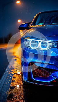 Detailed closeup view of modern car headlights for enhanced visibility and style