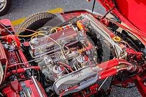 detailed closeup view of old classic retro vintage car engine