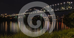 Detailed colorful portrait of the Walnut Street foot bridge on the Tennessee River