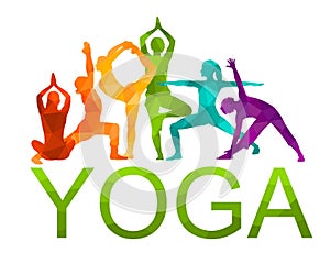 Detailed colorful silhouette yoga vector illustration. Fitness Concept. Gymnastics. Aerobics.