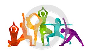 Detailed colorful silhouette yoga vector illustration. Fitness Concept. Gymnastics. AerobicsSport