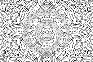 Detailed coloring book art with monochrome pattern