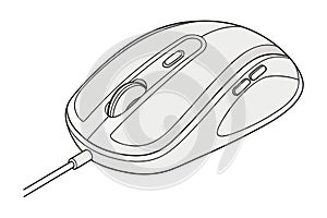 Detailed computer mouse artwork for technology themes Sleek computer mouse design with ergonomic shape