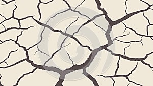 Detailed Cracked Earth Surface Texture, Drought Effect Vector Design Generative AI