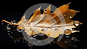 A detailed cross-hatched illustration of a wet leaf