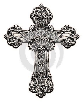 Detailed cross illustration photo