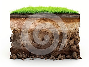 Cross Section of Soil Layers with Grass