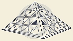 Detailed 3D geometric pyramid structure with depth, vector design Generative AI