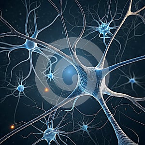 Detailed 3D illustration of Interconnected Neurons