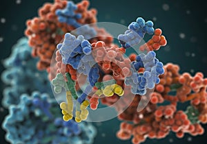 Detailed 3D Model of a Colorful Protein Molecule