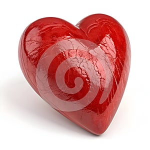 Red heart 3D render isolated on white background