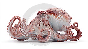 Detailed 3D Render of a Red Octopus on White Background