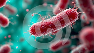 Microscopic Bacteria 3d Render Red Closeup
