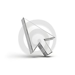 3D Rendered White Computer Mouse Cursor Arrow Icon on White Background pointer