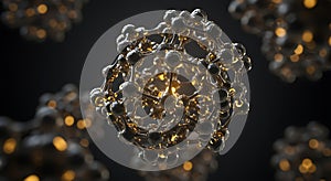 Dark molecular structure glows with gold light