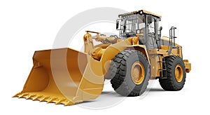 Powerful industrial yellow front loader machine