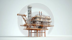 Detailed 3d rendering of offshore oil and gas platform on white background