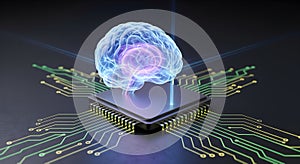 Advanced Artificial Intelligence Brain and Neural Processor on Microchip for Future Technology Innovation.