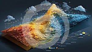 Detailed 3D Visualization of Data Analysis and Cloud Computing Trends