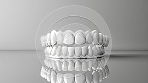 Detailed Denture Model on Reflective Surface. Generative ai