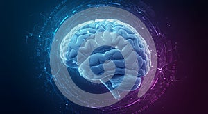 Digital Representation of Human Brain with Binary Code Background