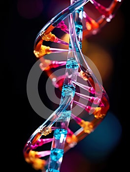 Detailed DNA Helix Structure in Macro View. Generative ai