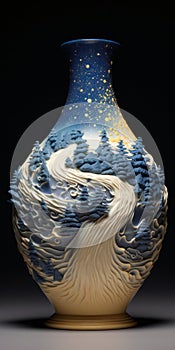 Detailed Dreamscape Landscape Sculpted Vase
