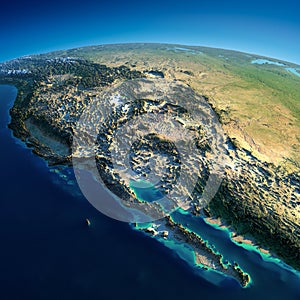 Detailed Earth. Gulf of California, Mexico and the western U.S. states