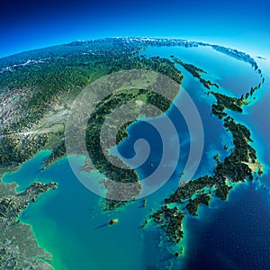 Detailed Earth. Korea and Japan photo