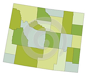 Detailed editable political map with separated layers. Wyoming.