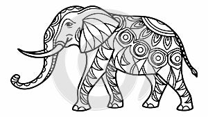 Detailed elephant with tribal patterns, majestic wildlife art, vector design Generative AI photo