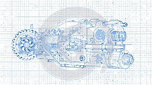 Detailed Engineering Blueprint Machine Technical Drawing, vector design Generative AI