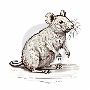 Detailed Engraved Line-work Illustration Of A Rat