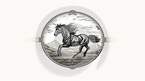 Detailed Engraving Horse Icon In Ink Etching Style