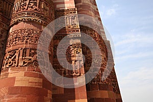 Detailed Engravings on Qutub Minar Delhi