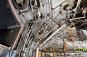 Detailed exposure of a turbine jet engine.