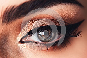 Detailed Eye Makeup with Winged Eyeliner. Generative ai