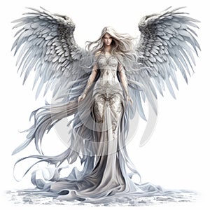 Detailed Fantasy Art: The Dignified White Angel With Wings