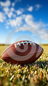 Detailed field perspective American football with shallow depth, copy space