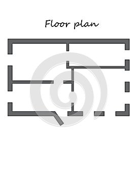 Floorplan overhead outlined Interior design top view Architectural plan