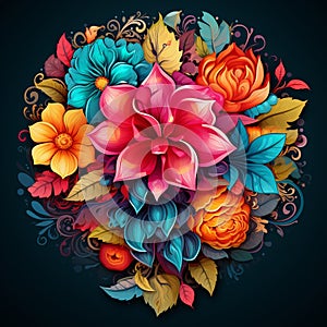 Detailed Floral Illustration: The Symmetry of a Flower's Center