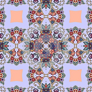 Detailed floral seamless pattern -1 . Vector background. Beautiful bandana print.