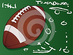 Detailed football on chalkboard